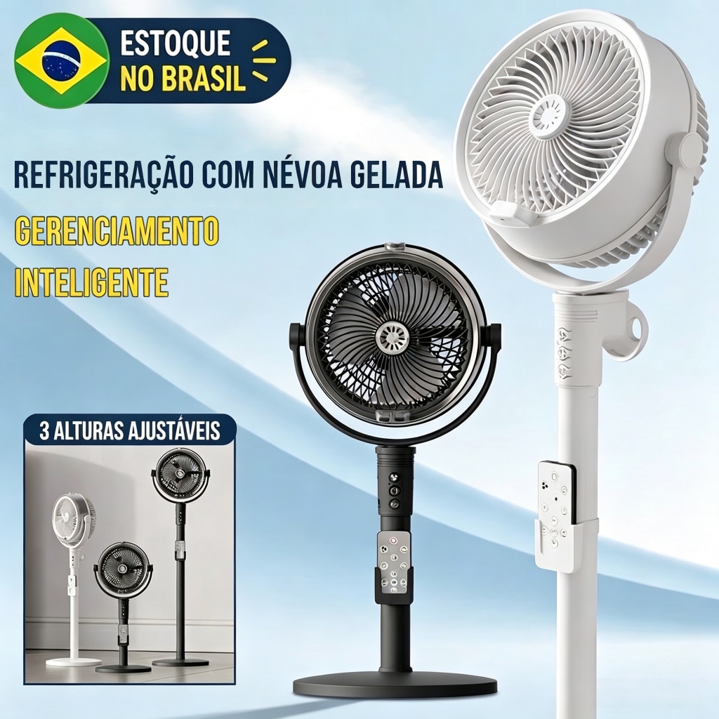 Mini Ar Condicionado Portátil Ventilador Com Umidificador Spray Timer Controle Remoto USB-C Mesa Quarto