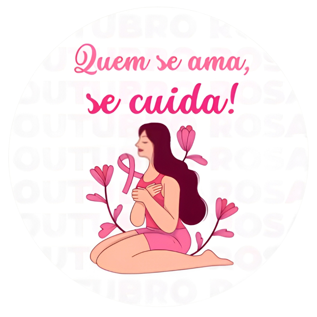 ENVIO RÁPIDO Adesivo Outubro Rosa Frases para Conscientização 4x4 Cm Kit com 70, 100 ou 140 unidades — imagem 2 de 2