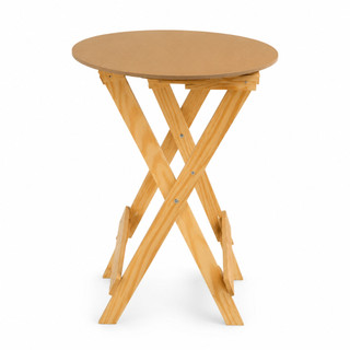 Mesa Bistrô Alta Redonda de Pinus Dobrável 100x50cm – Madeira Natural para Casa, Café e Restaurante