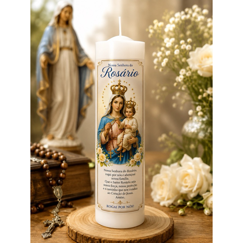 🕊️ Vela Nossa Senhora do Rosário – Vela de 7 Dias  🌹 Uma vela especial para momentos de oração, fé e devoção!