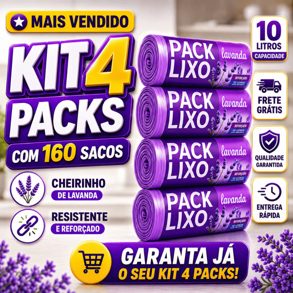 Kit 4 Rolos Sacos de Lixo 10L 160 Unidades Perfumado Cheiroso Lavanda Tira Odores Pia Banheiro — imagem 1