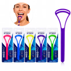 Kit Limpador Raspador De Língua Medfio Saúde Bucal Elimina Mau Hálito E Bactérias