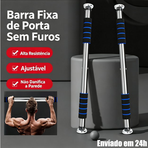 Barra de Porta Regulável 60 a 100cm Para Exercícios Calistenia Crossfit Treino Força Fitness Casa