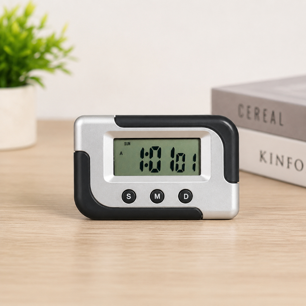 Mini Relógio Digital de Mesapequeno  com Data Hora 12/24h Portátil Compacto para Quarto Escritório Carro 4108