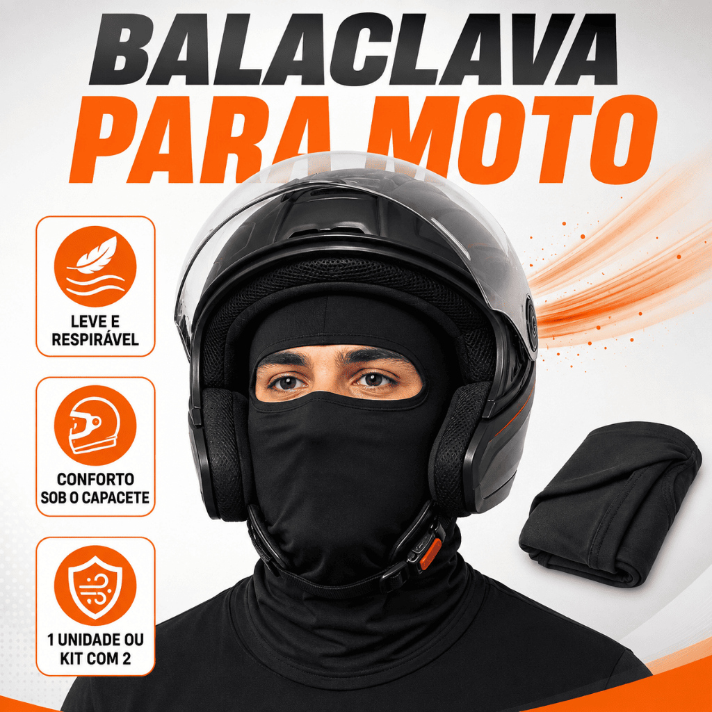 Balaclava Touca Ninja Moto Leve Respirável Motoboy Capacete Vento Poeira Unissex Kit 1 ou 2