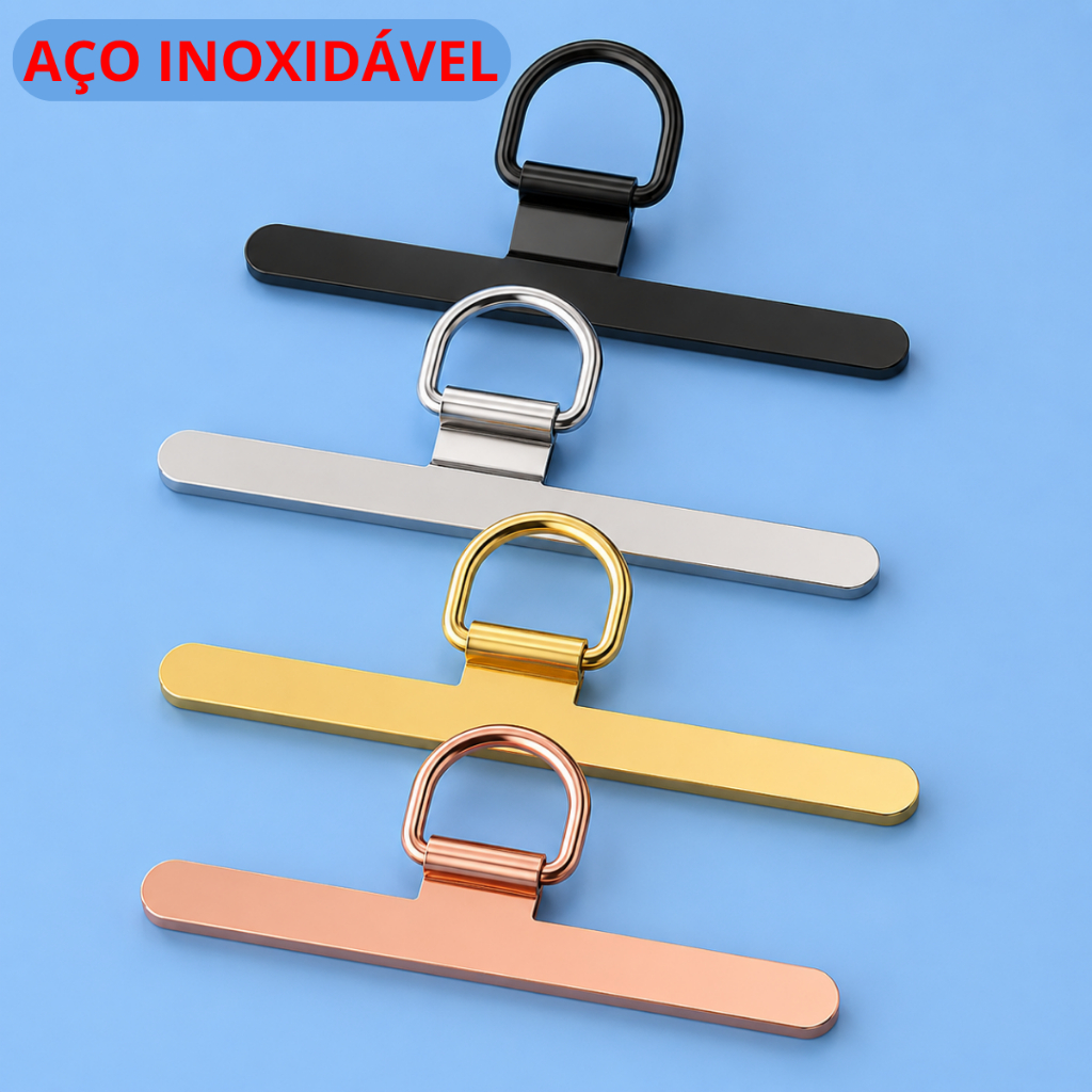 Suporte Celular Aço Inoxidável Universal Gancho Para Cordão Capa Patch Para Smartphone