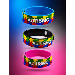 3 Pulseiras Ajustáveis Autismo Infantil Azul, Preta e Rosa - Quebra Cabeça