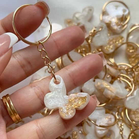 Kit com 10 chaveiros borboletas | Chaveiros de resina epóxi | Lembrancinhas personalizadas