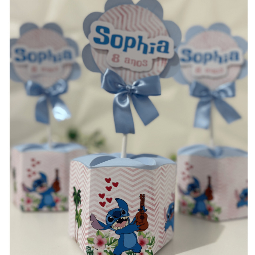 Centro de Mesa Stitch PEGUE E MONTE - Lembrancinha - Aniversário- Festa