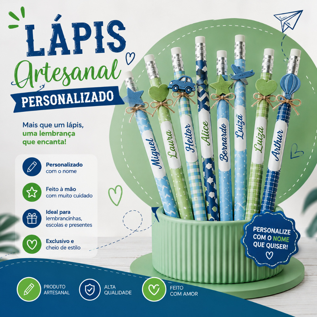 Lapis artesanal com nome personalizado REV