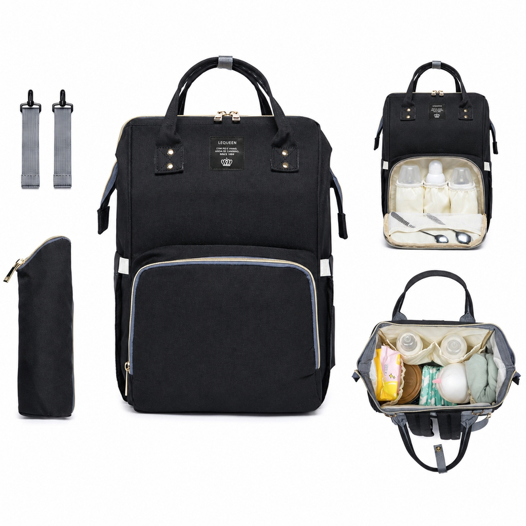 Mochila Bolsa Maternidade Lequeen Original Porta Mamadeira