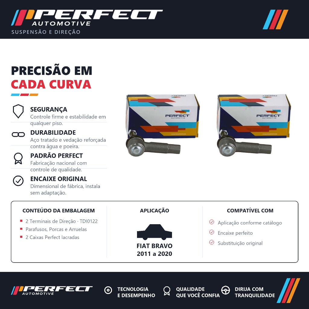 Terminal Direção PAR Fiat Bravo 2011 a 2020 – PERFECT TDI0122