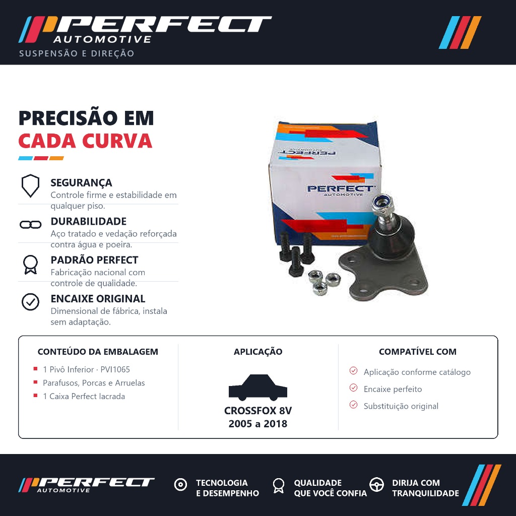 Pivo De Suspensão Direito CROSSFOX 8V 2005 a 2018 Perfect