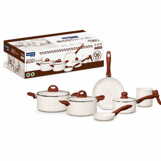 Jogo Panelas Eco Wook 6 Peças Cerâmica Indução Premium Antiaderente Conjunto Cozinha