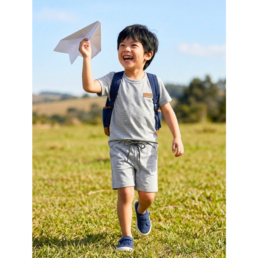 Kit 10 Peças Minimalista Roupa Infantil Menino Conjunto Monocromático Verão Masculino - 5 Camisetas + 5 Bermudas · foto 2