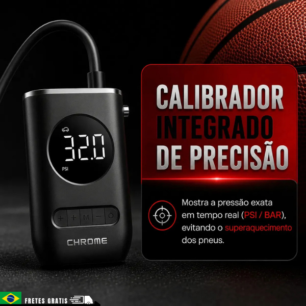 Mini Compressor De Ar Digital Portátil para Carro Moto Bicicleta com Calibrador Digital