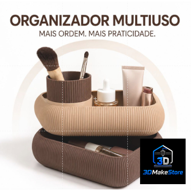 Organizador De Balcão Geral De Cosméticos Perfume Prateleira Multiuso 3 Compartimentos