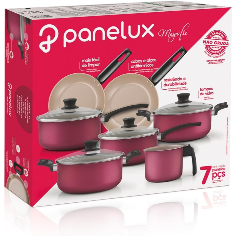 Panelux Jogo de Panelas 7 peças Magnific Cereja Antiaderente