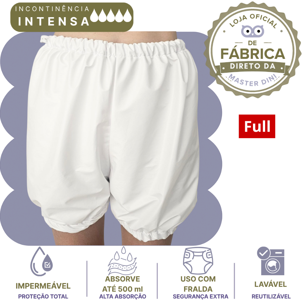 Bermuda Geriátrica Antivazamento De Fralda Para Incontinência Urinária E Enurese Full