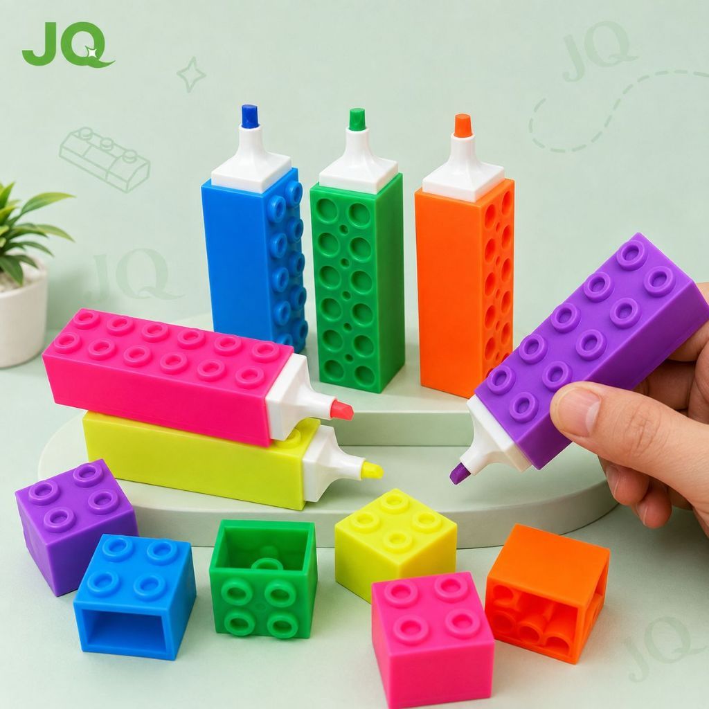 Giante 6 cores LEGO Marca Texto fluorescente de blocos de Construção Torre patchwork empilhavam