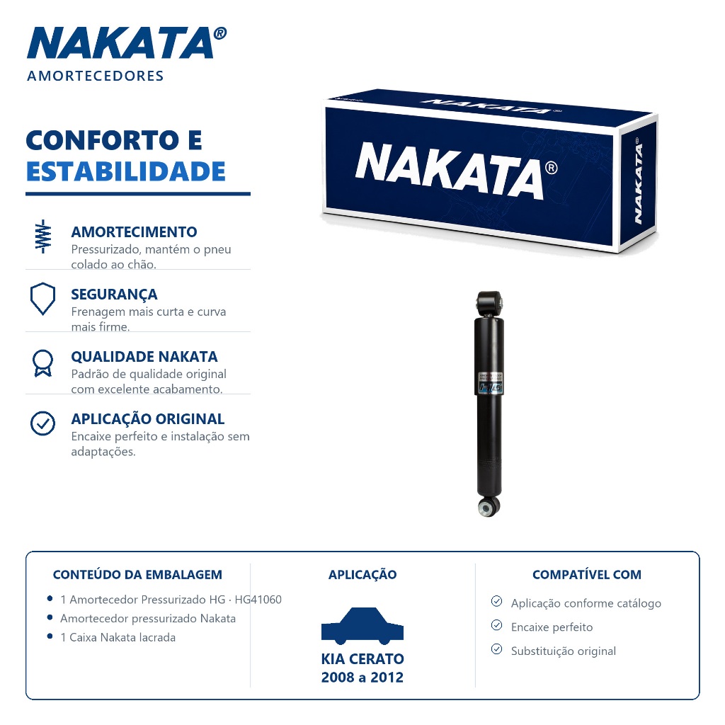 Amortecedor Traseiro Kia Cerato 2008 a 2012 Nakata HG41060