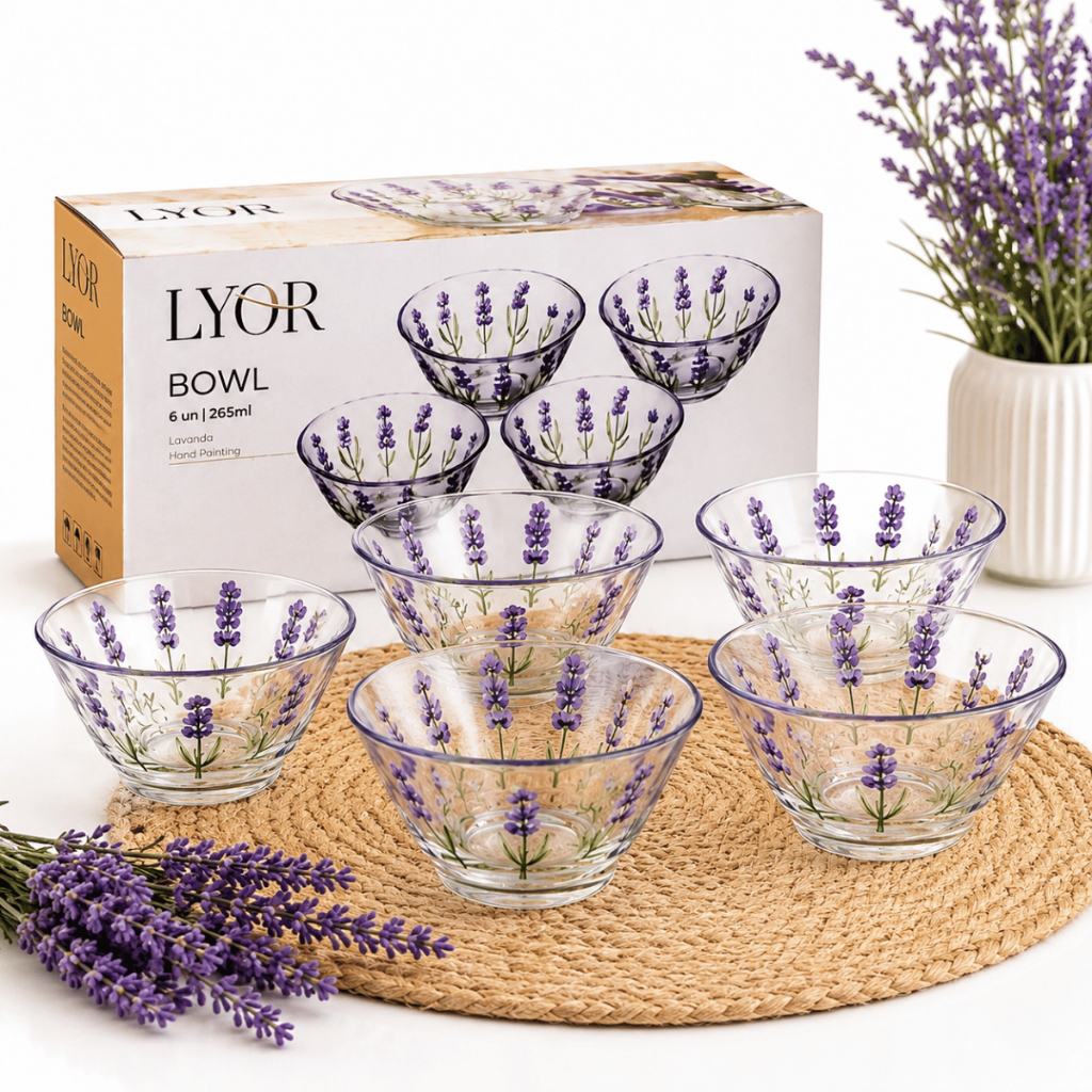 Jogo 6 Bowls de Vidro Lyor Lavanda 265ml