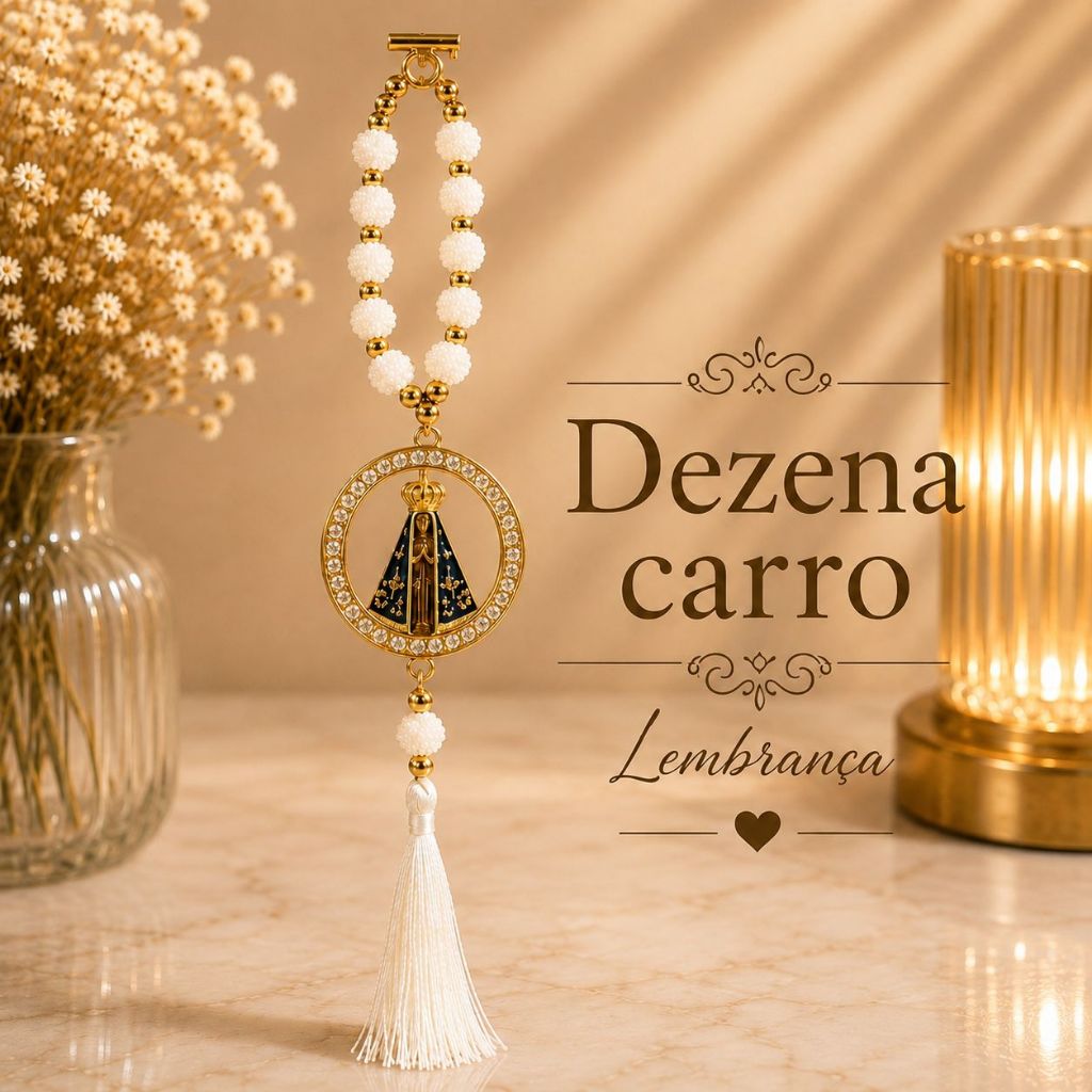 Terço Dezena Adorno Carro Nossa Senhora Aparecida Lembrança Batizado Casamento Religioso