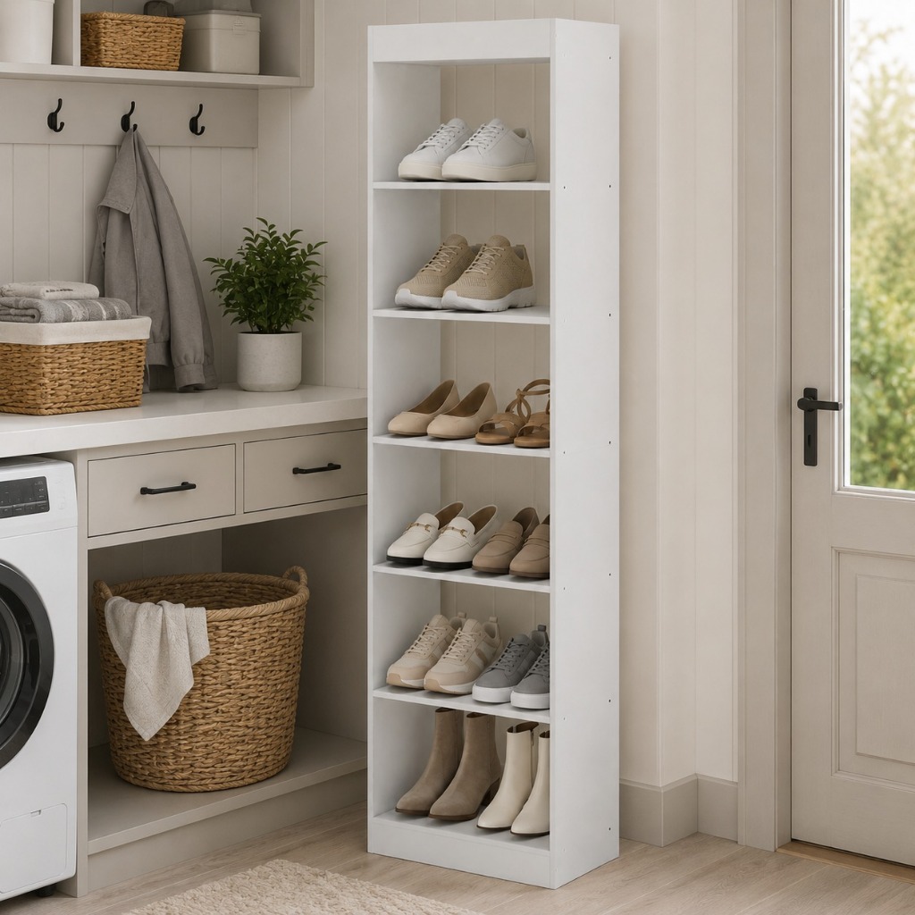 Estante Sapateira com 6 Prateleiras para Lavanderia Quarto 180 cm Organizador Multiuso Livreiro