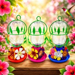 Kit 2/4/6/12 Bebedouro Beija Flor com Florzinha 250ml Opção com Comedouro ou sem
