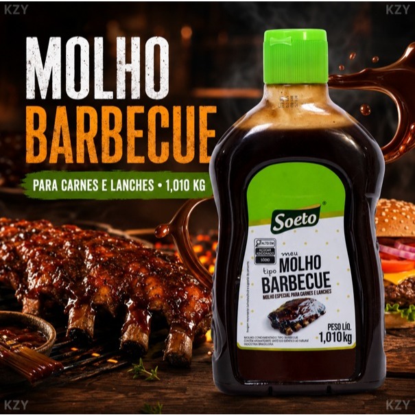 Molho Barbecue Gourmet Soeto1kg Agridoce Defumado Churrasco Hambúrguer Carnes Lanches Costelinha