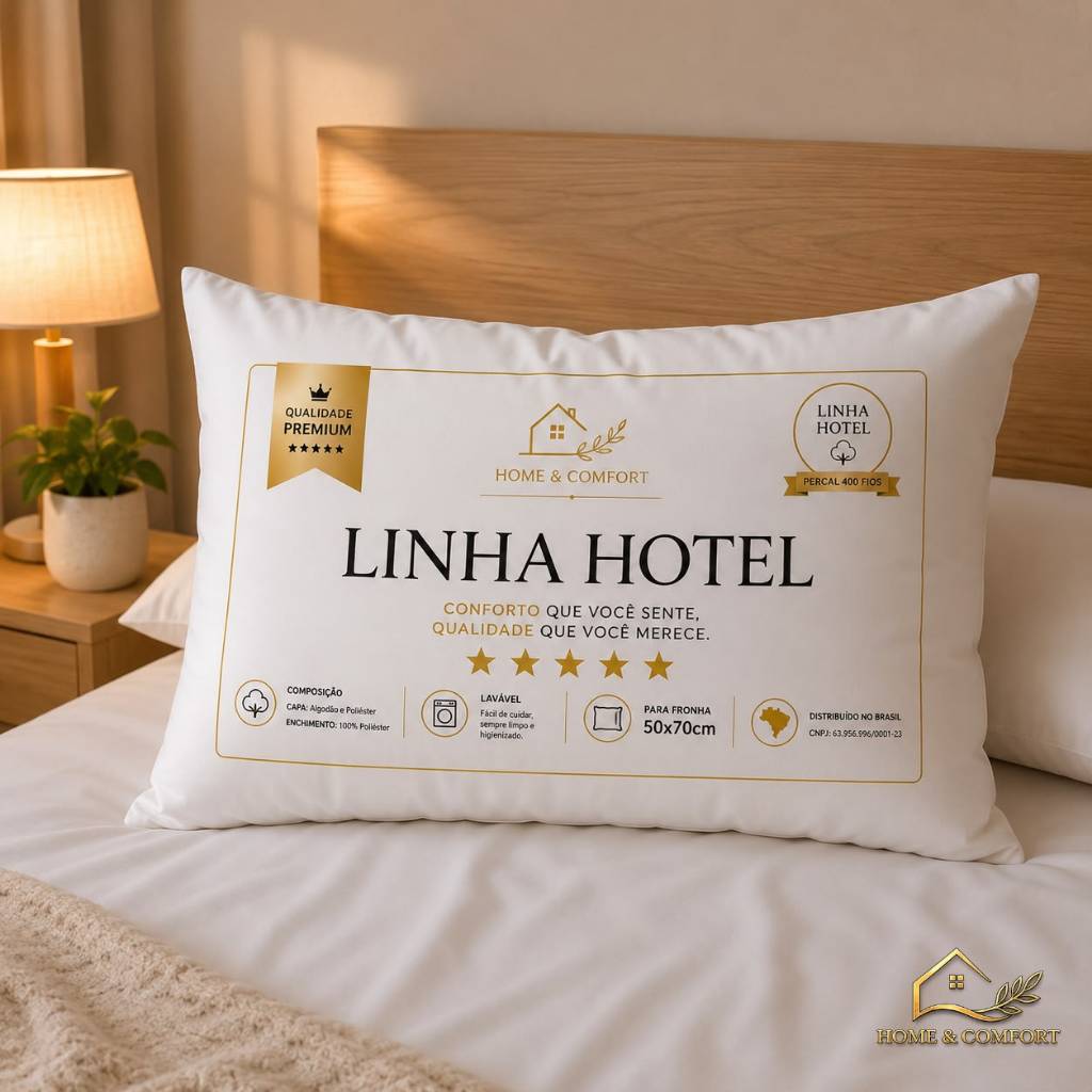 Travesseiros Luxo Percal Hotel 50x70 Fibra Siliconada + Capa Toque Macio Lavável