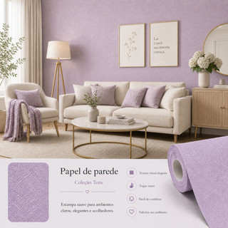 Papel De Parede Adesivo Tom Pastel Lilás Envelopamento Vinílico Lavável Impermeável Autoadesivo Antimofo Anti Chamas