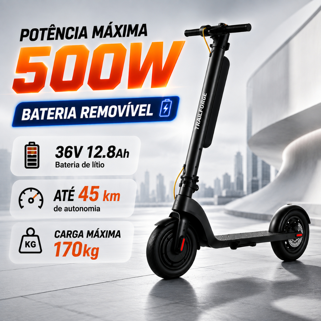 Patinete Elétrico Adulto 500W - Autonomia 45km e Conforto