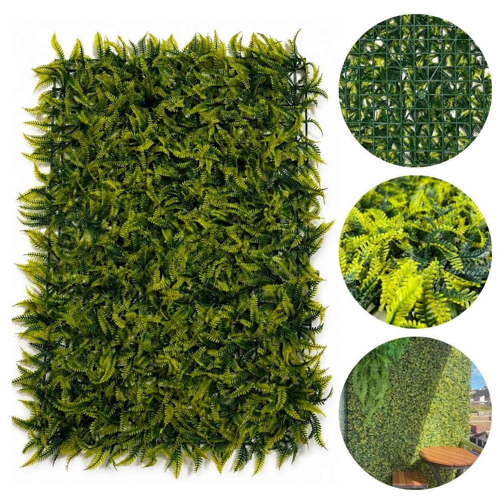 20 Placa Samambaia Artificial 40x60 Jardim Vertical 4,8m² Decoração Parede Verde Muro Inglês
