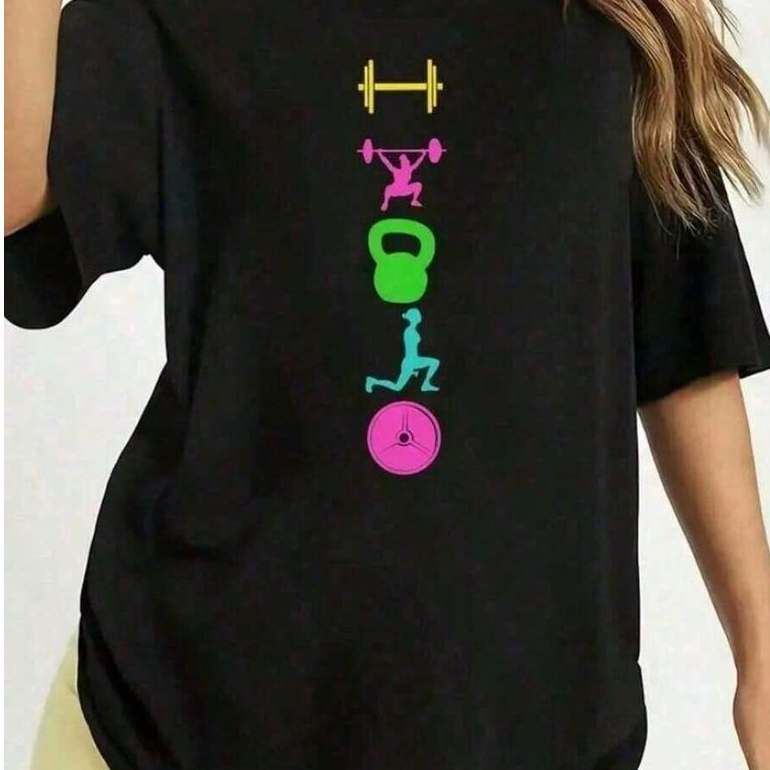 Blusa Camiseta Feminina Academia Treino Musculação Crossfit  Estampada Confortável Manga Curta Gola Redonda Lançamento