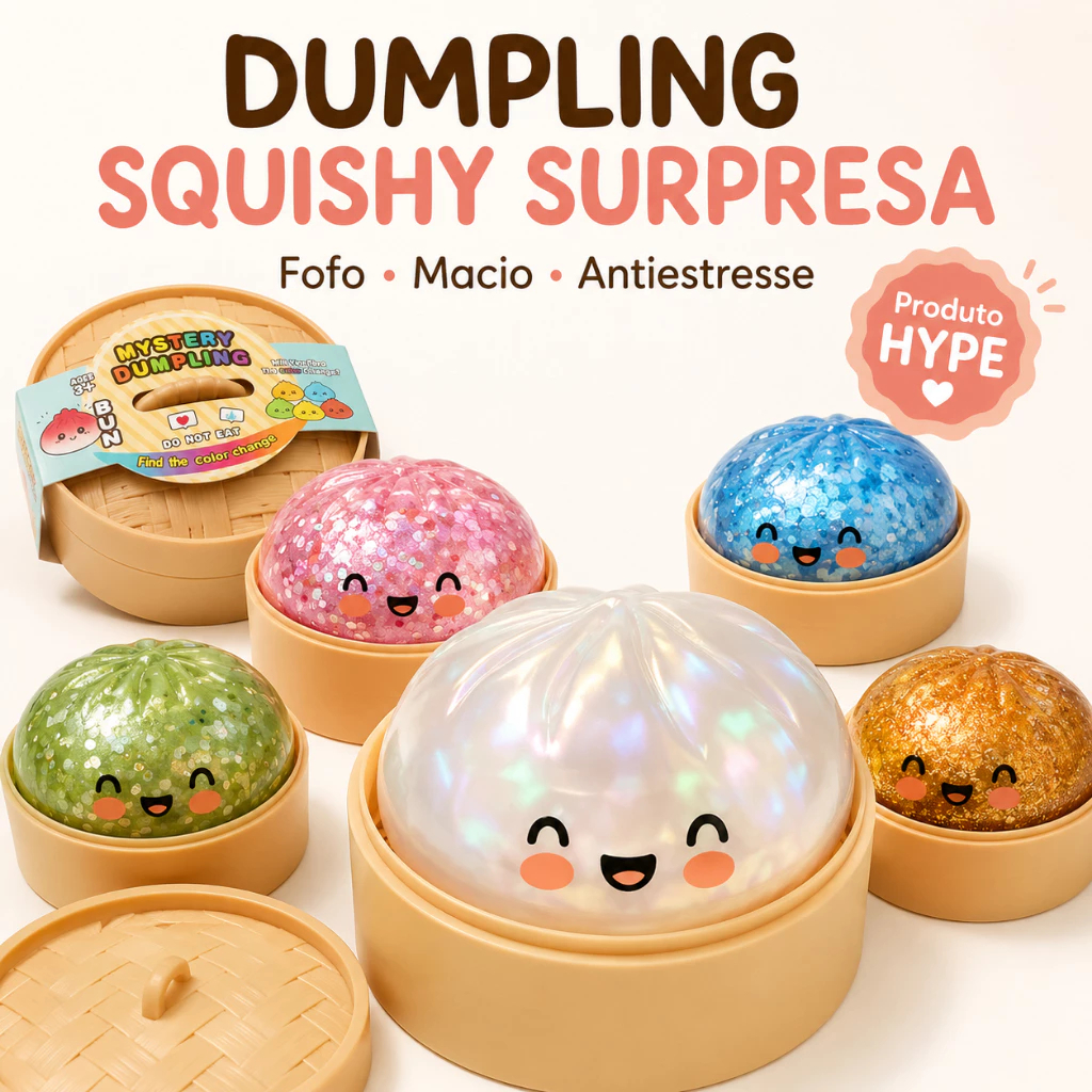 Squishy Bolinho Baozi Glitter Caixa Misteriosa Brinquedo Antiestresse Sensorial Presente Criativo Fidget Squish