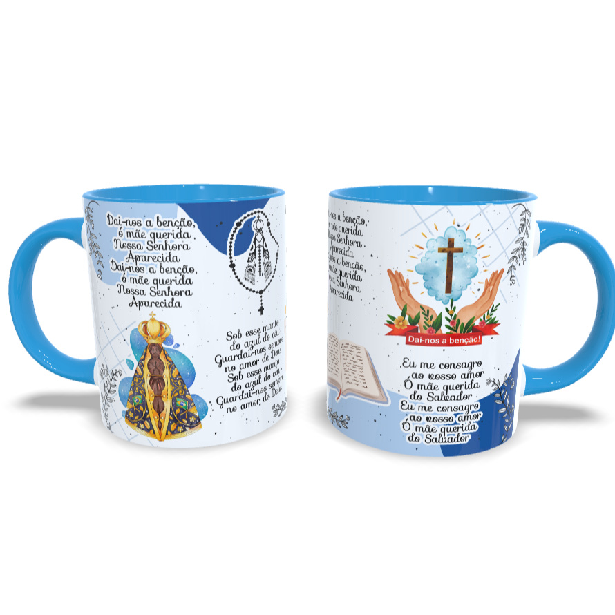 Caneca Nossa Senhora Aparecida com Nome Personalizado Caneca de Cerâmica  Presente Religioso