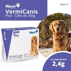 VermiCanis Plus Vermífugo World para Cães de 30Kg - 2 Comprimidos