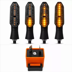 Kit 04 Piscas Moto Seta Led Sequencial Twister + RELE PISCA SETA LED 2 PINOS COM REGULAGEM DE VELOCIDADE UNIVERSAL