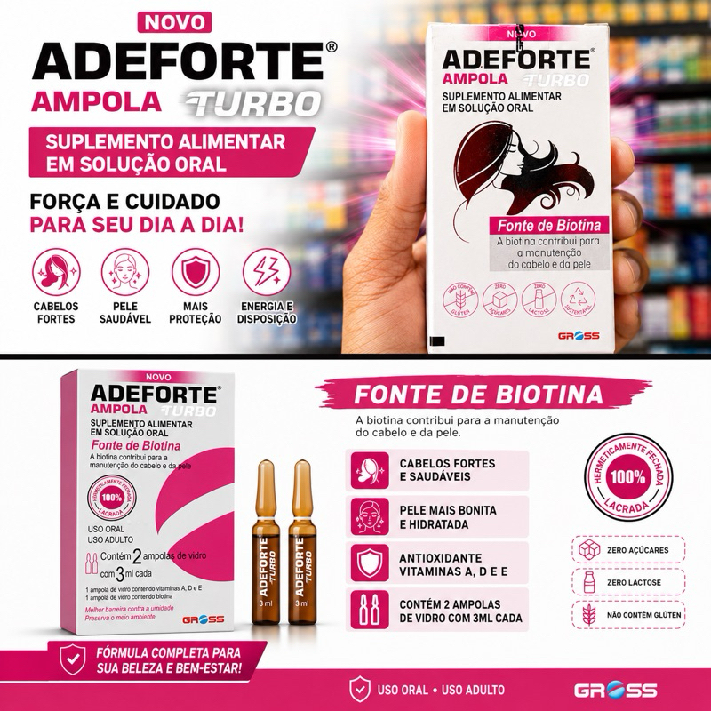 Adeforte Turbo + Biotina 3ml | Vitamina A D E Biotina