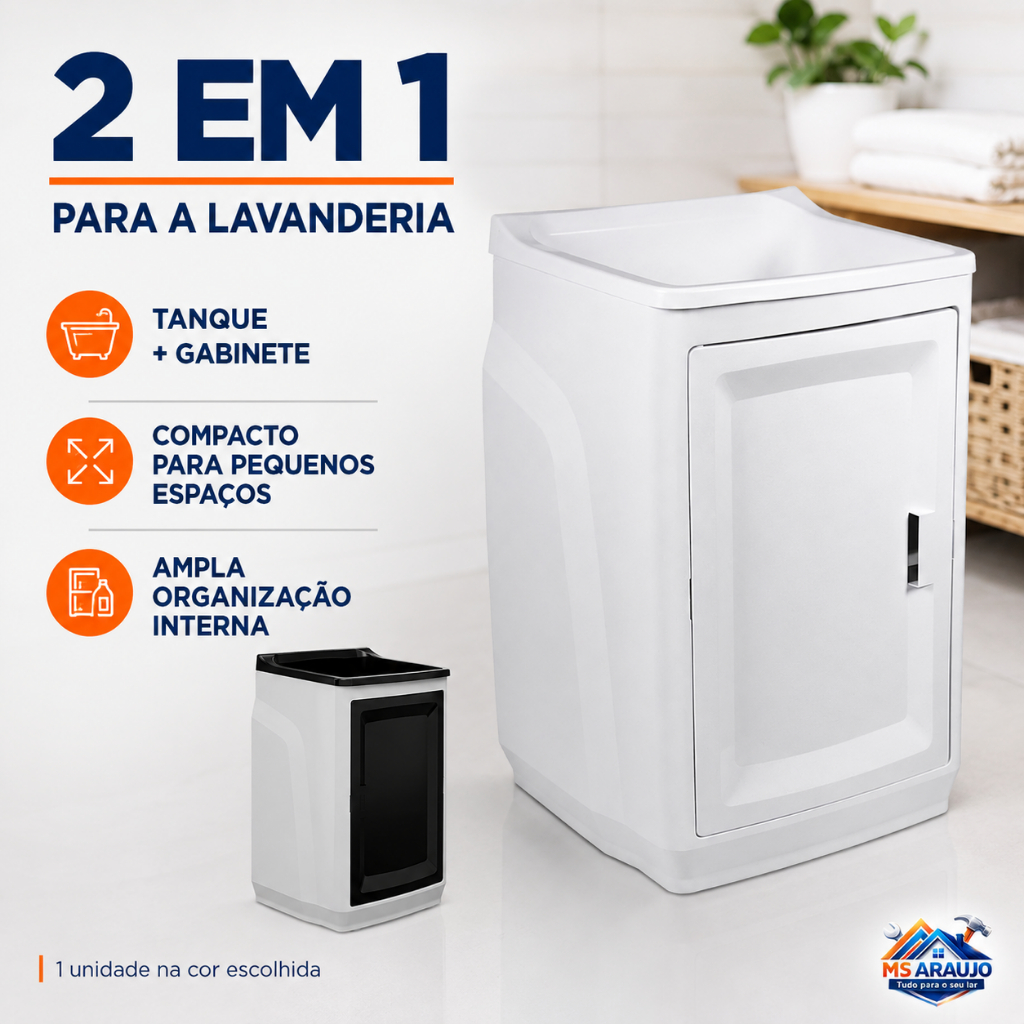 Gabinete Plástico Com Tanque C/ Porta Lavanderia Cores GTQ0 Astra