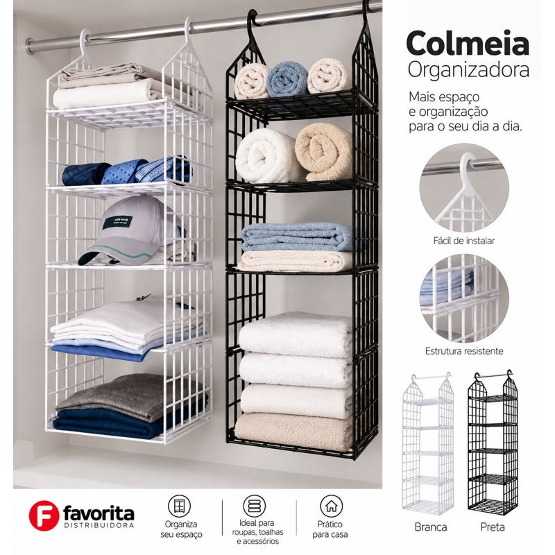 Organizador Suspenso e Dobrável - Colmeia Roupa Armario Sapateira TOY 25808CS