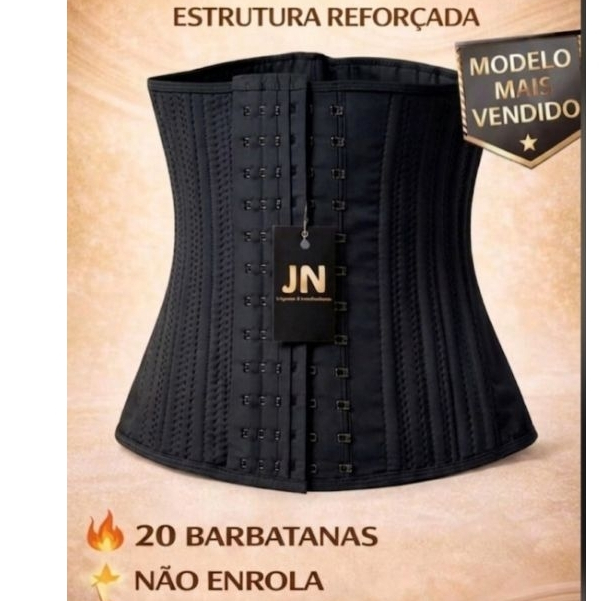 Cinta 20 Barbatanas, Premium,Redutora Abdômen Não Enrola Corrige PosturaI