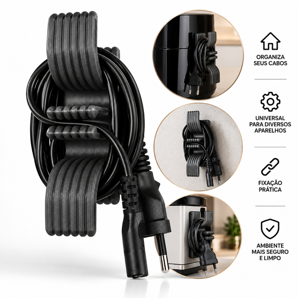 Organizador de Cabo Air Fryer Fixador Universal Eletrodomésticos Cafeteira Liquidificador Adesivo Cozinha Prático