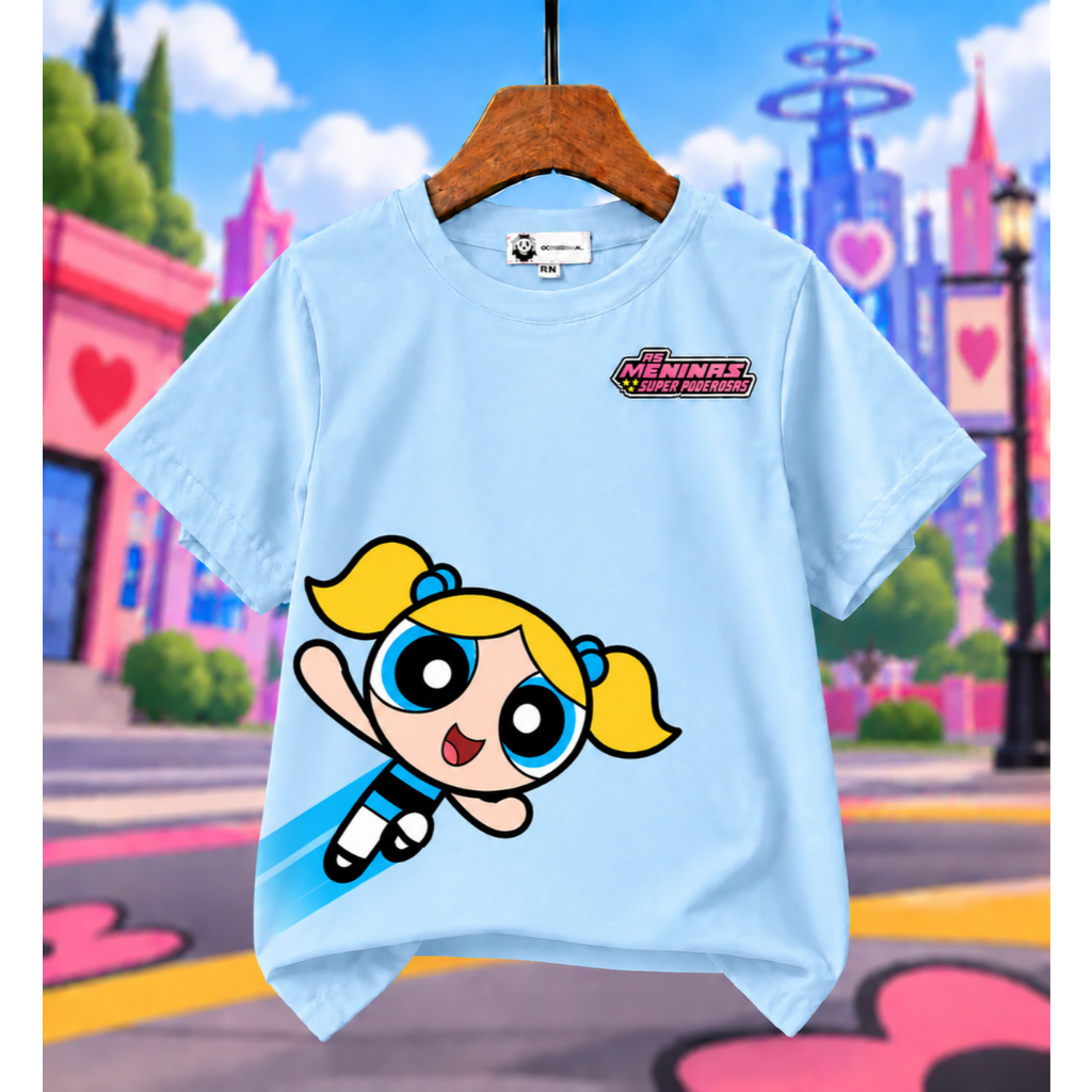 Camiseta Infantil Infanto Juvenil As Meninas Super Poderosas Docinho - Lindinha - Florzinha Desenho Infantil Casual