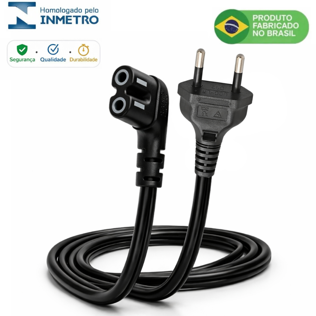 Cabo de Força Energia 90 Graus 127/220v Compatível com Smart Tv Samsung TCL Philco Lg Impressora