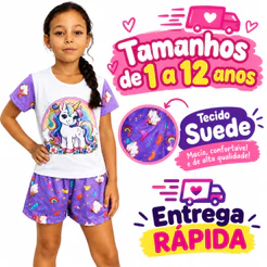 Pijama Infantil Menina Curto Camiseta e Shorte verão Baby Doll (1 a 13)