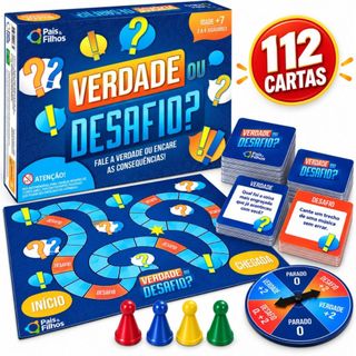 Jogo De Tabuleiro Verdade ou Desafio Com 112 Cartas Roleta Jogo Para Criança Adolescente Pais & Filhos Noite De Jogos