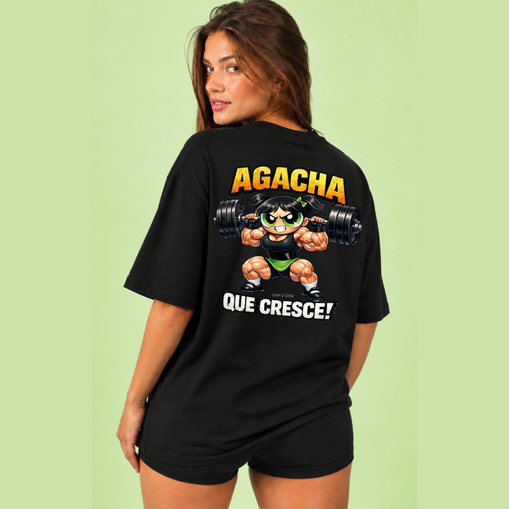 Camiseta Oversized Feminina 100% Algodão Estampada Meninas Super Poderosas academia