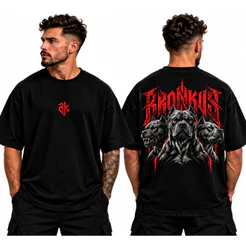 Camiseta Oversized BRONKUS Masculina 100% Algodão Streetwear Premium academia treino